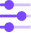 3 purple and violet parallel lines with a dot on each - signifying control