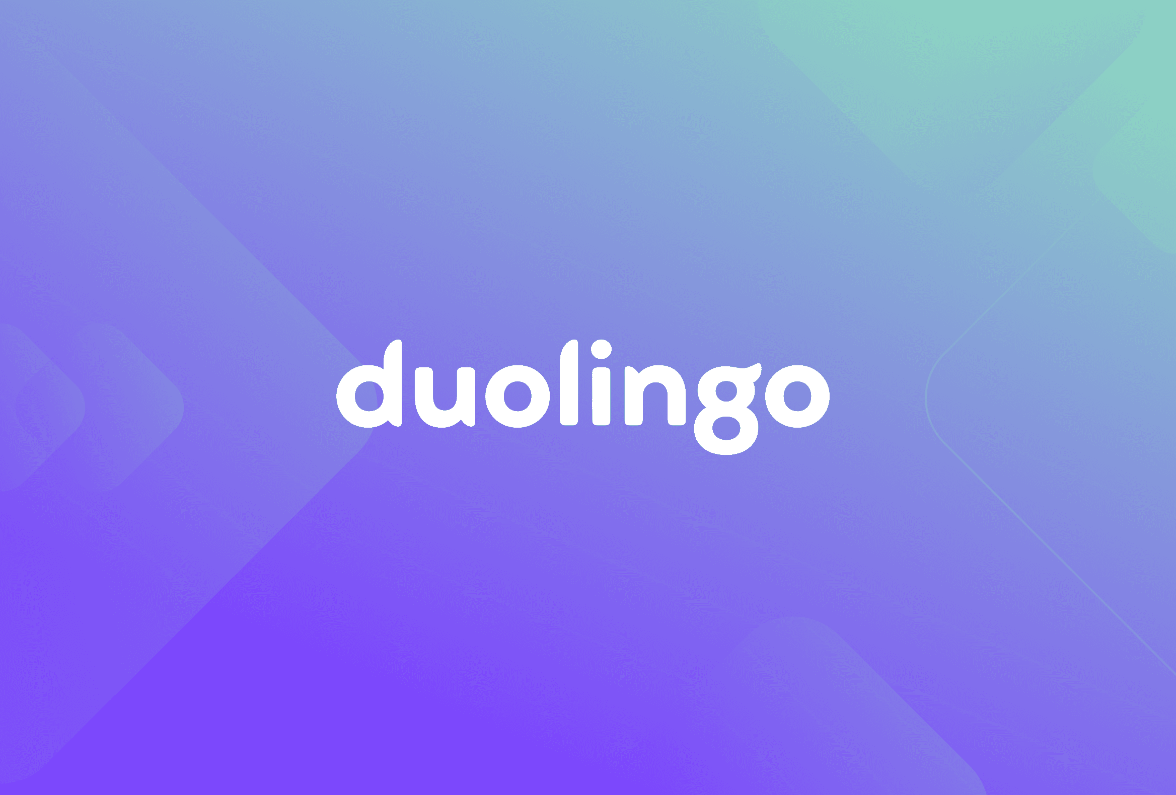 white duolingo logo on purple background
