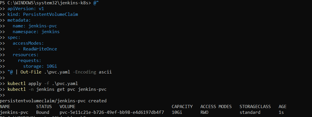 Create a PersistentVolumeClaim