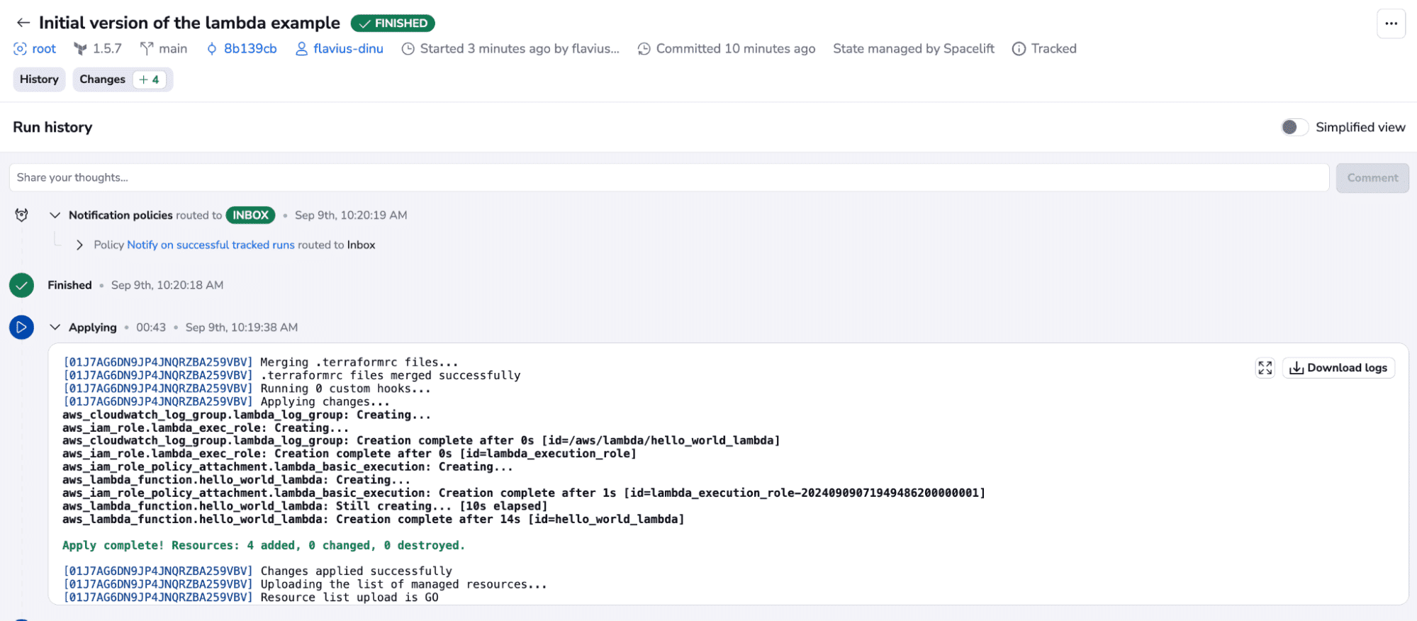 terraform lambda example resources