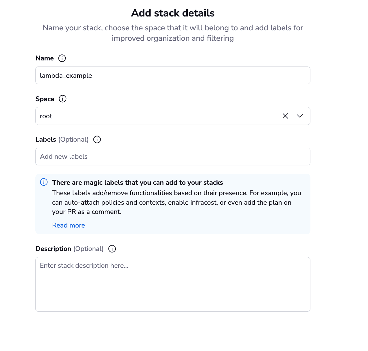 terraform lambda example stack details