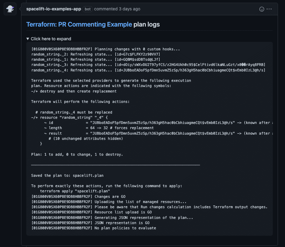 Pull Request Plan Commenting