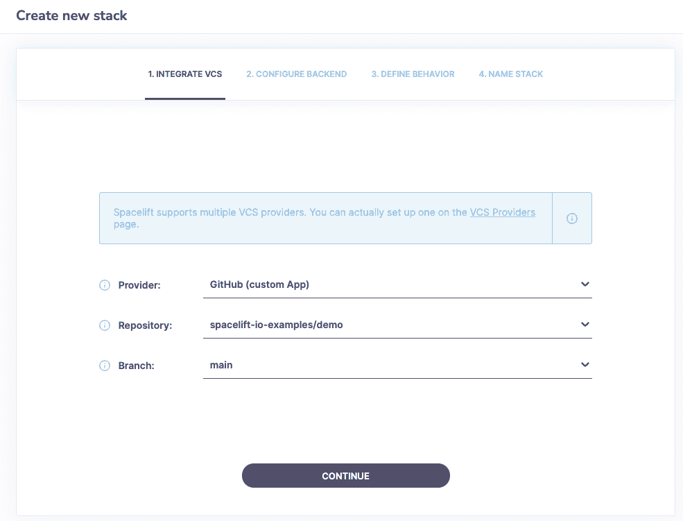 create new stack - Github Spacelift