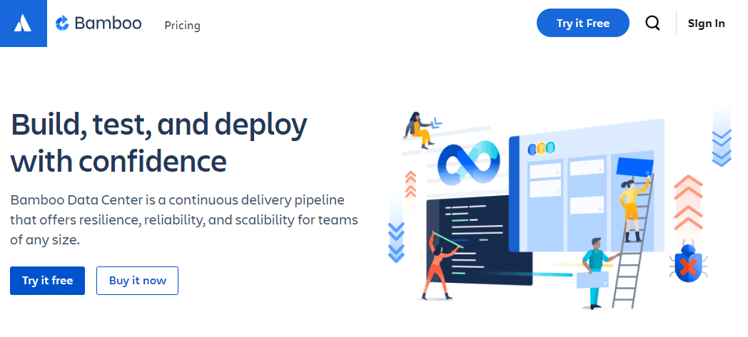 a screenshot showing atlassian bamboo homepage