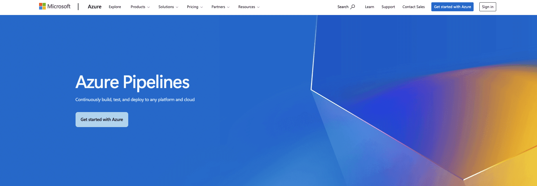 screenshot showing azure pipelines homepage