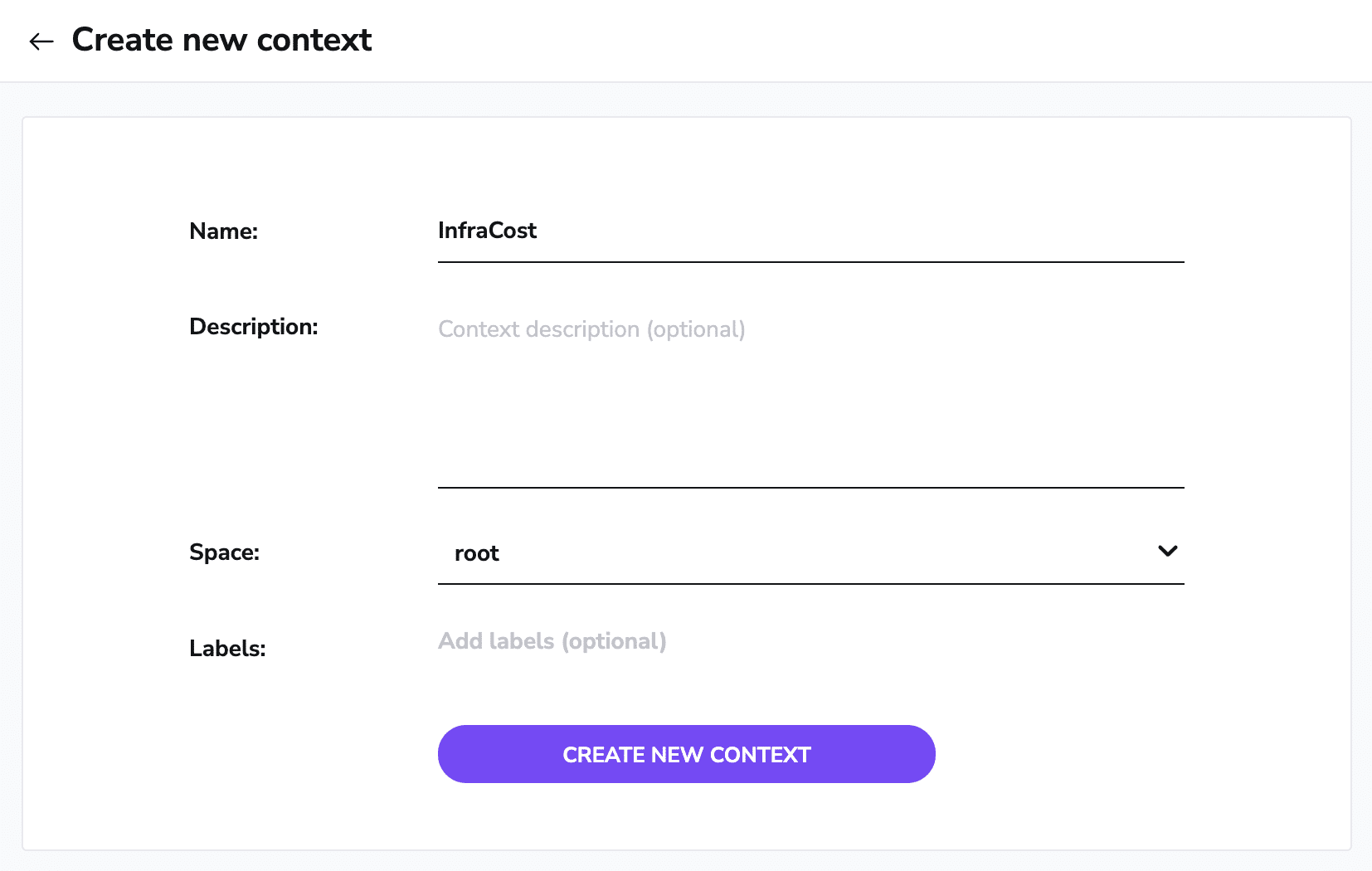 spacelift infracost Create new context