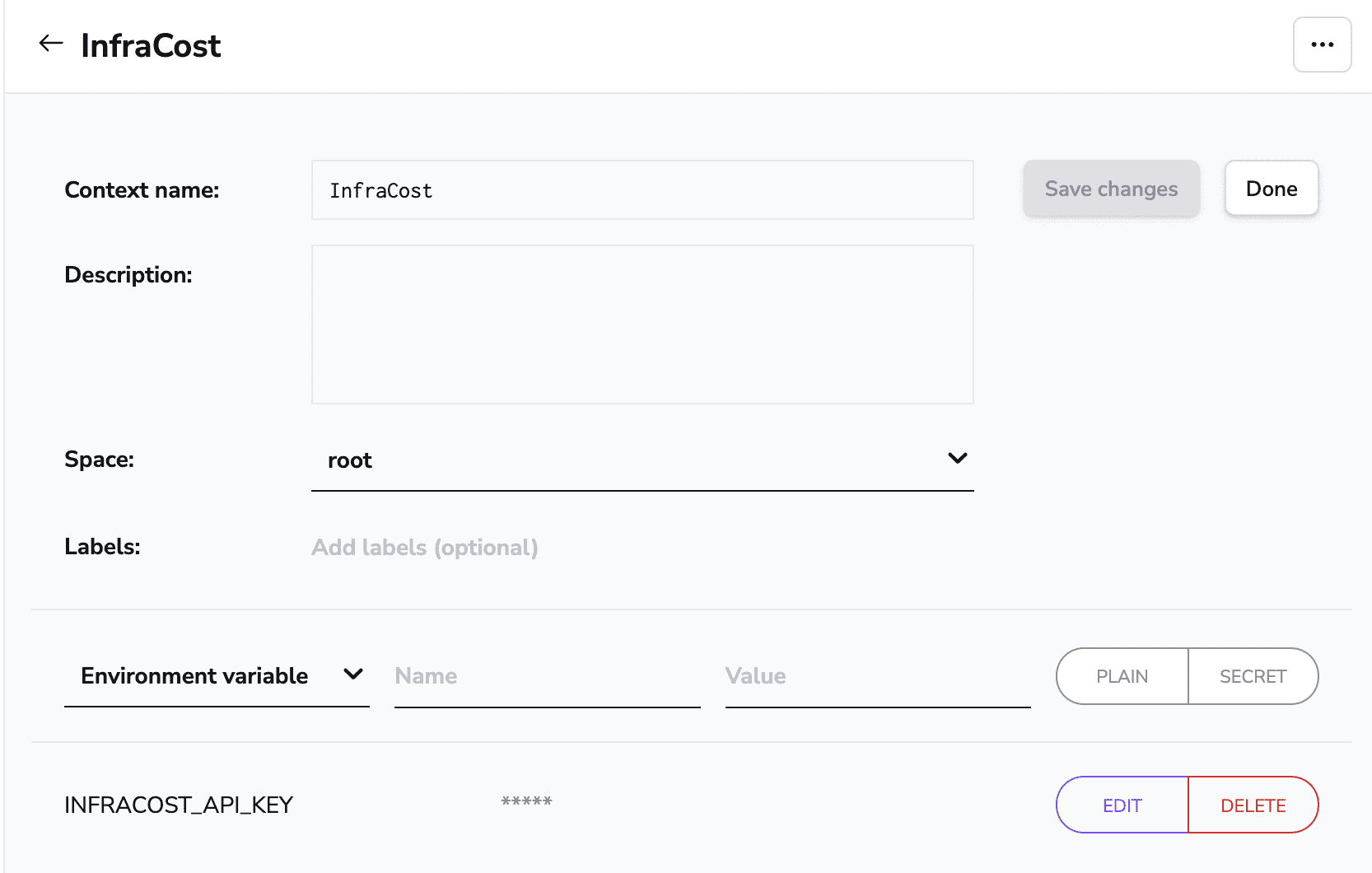 spacelift infracost add the environment variable