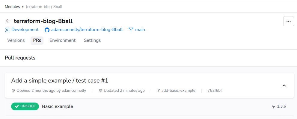spacelift module registry PRs tab