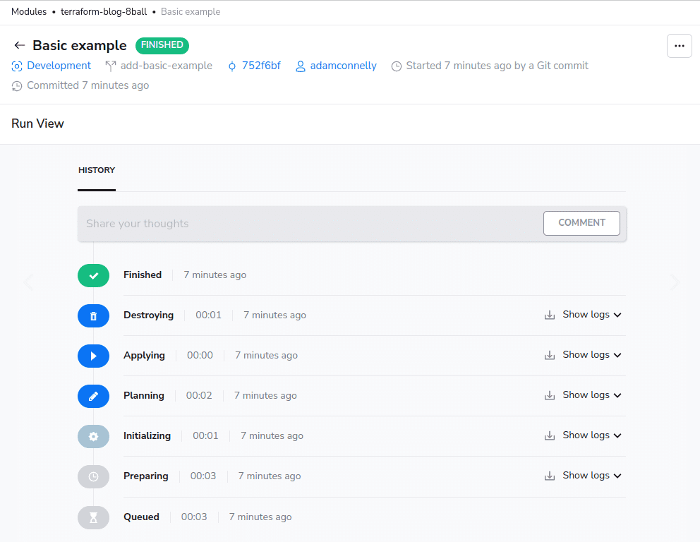 spacelift module registry Spacelift run