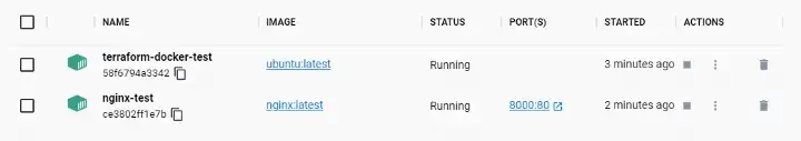 terraform docker two containers running