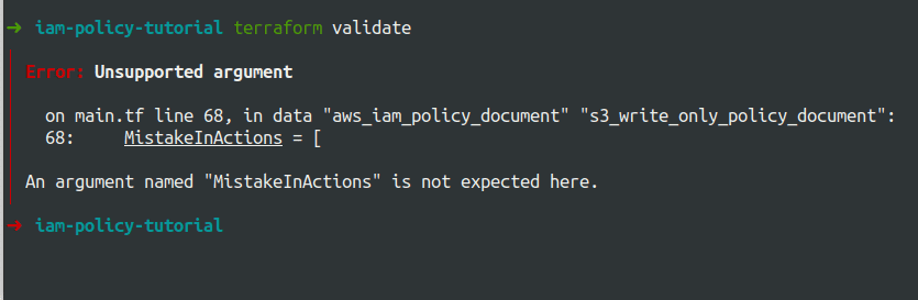 terraform iam policy terraform validate typo