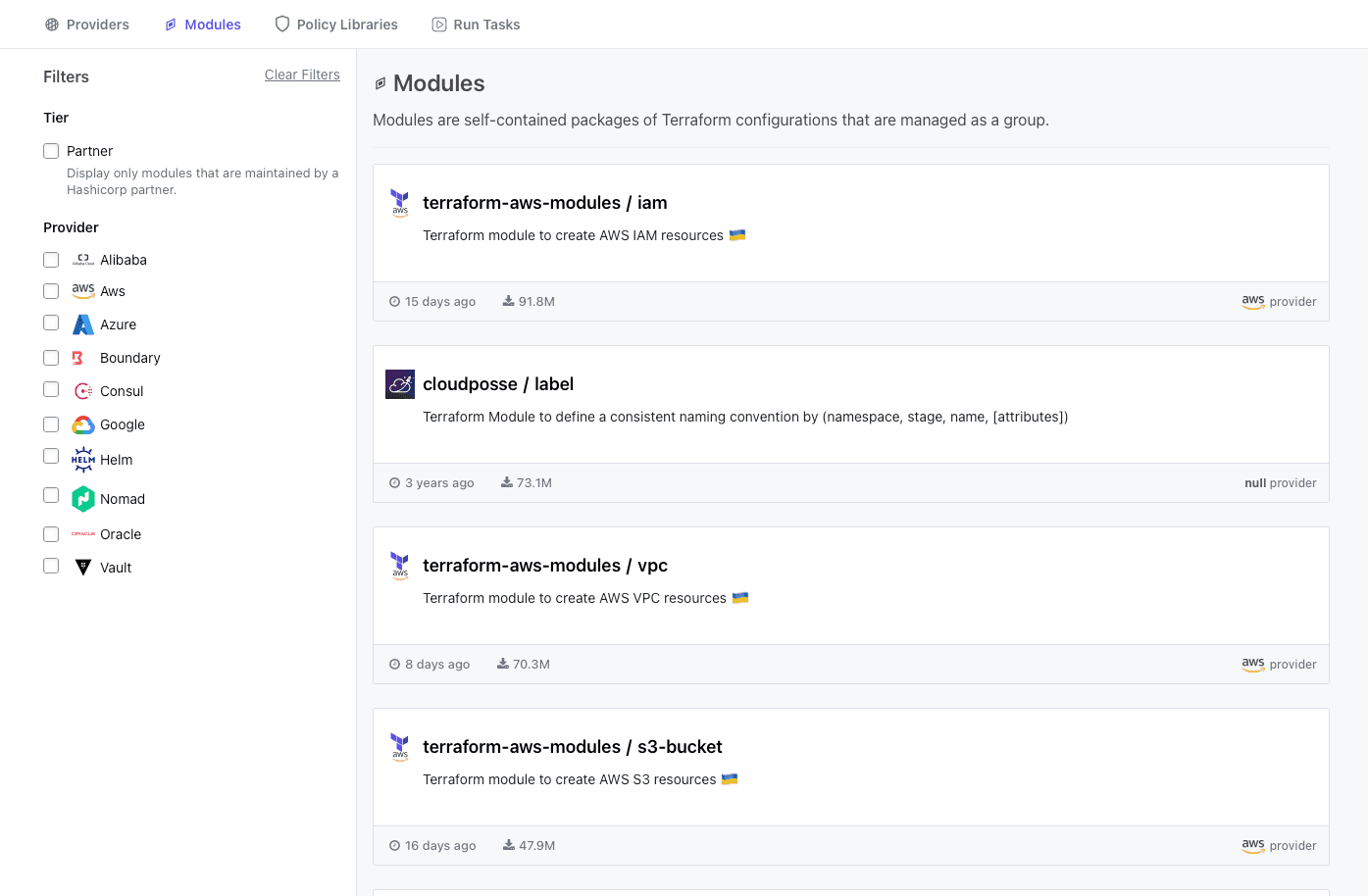 terraform registry search for a module