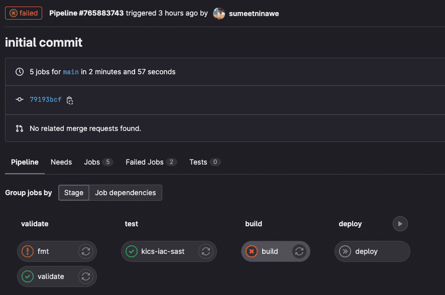 Setup AWS Credentials in GitLab failed entry broader view