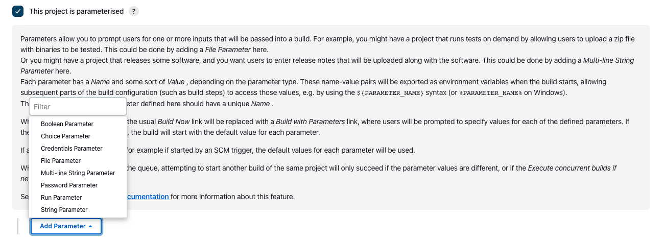 jenkins terraform project is parameterized