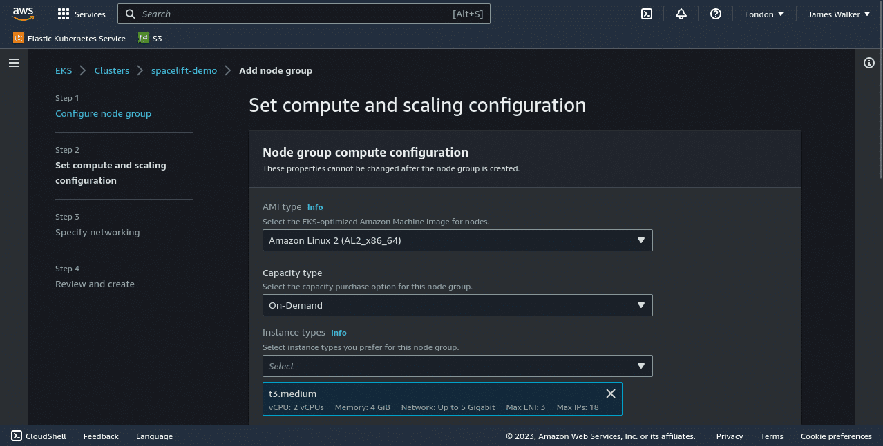 configure the type of EC2 instance to provision for this Node group