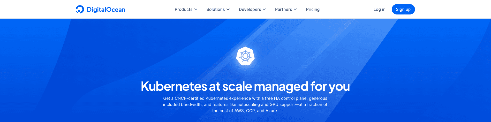 Digital Ocean Kubernetes homepage screenshot