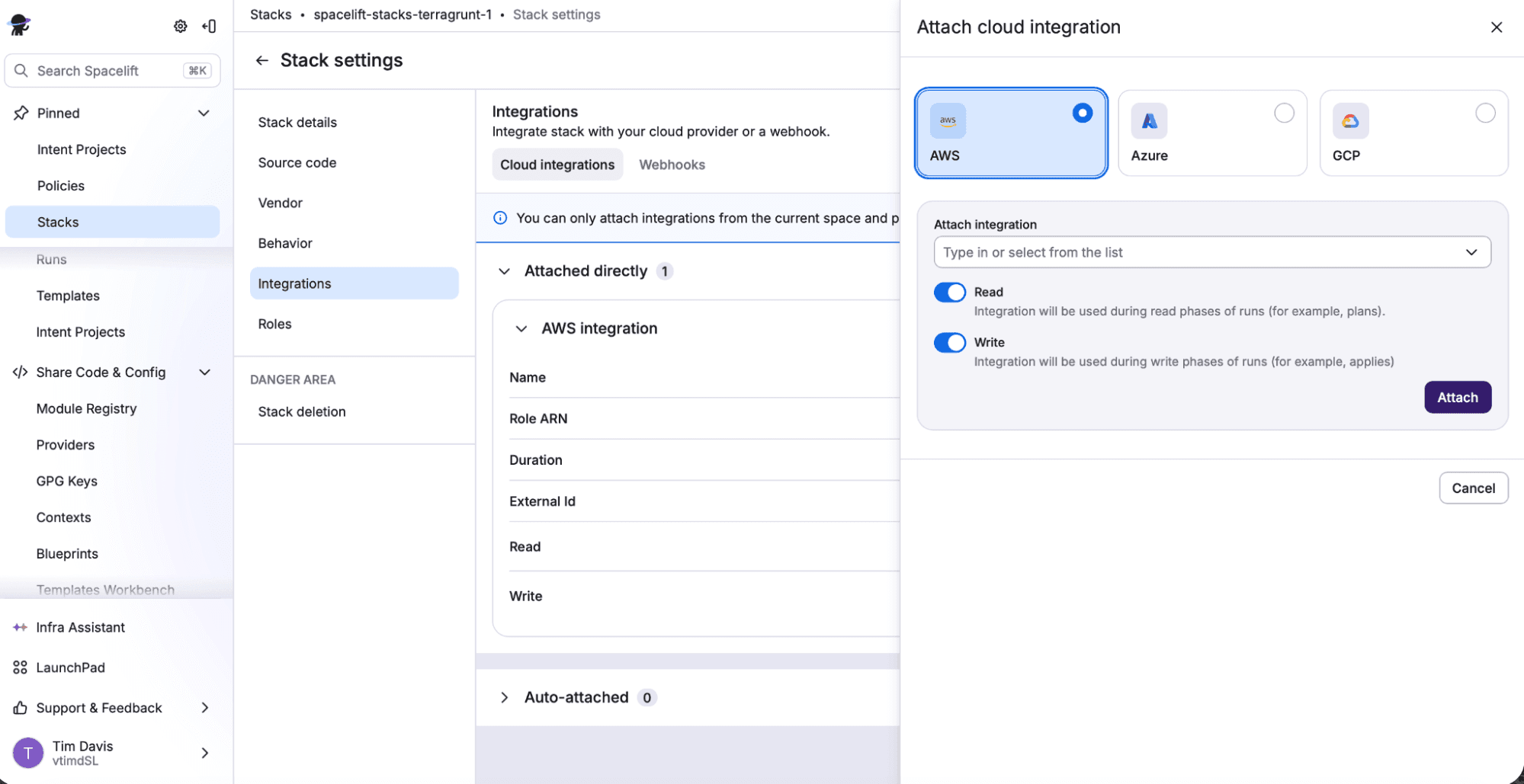 what make spacelift secure attach cloud integration
