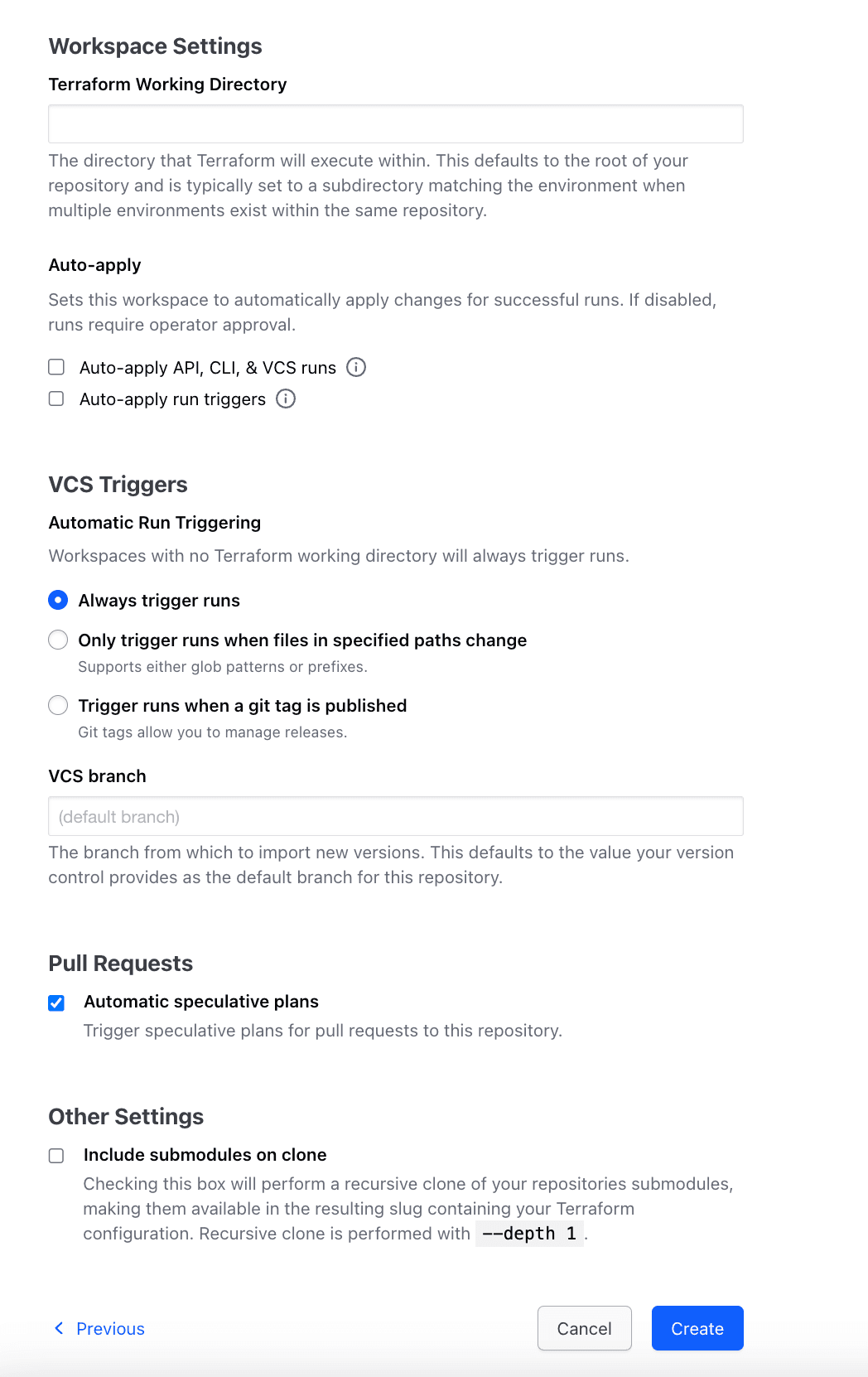 terraform cloud workspaces advanced options