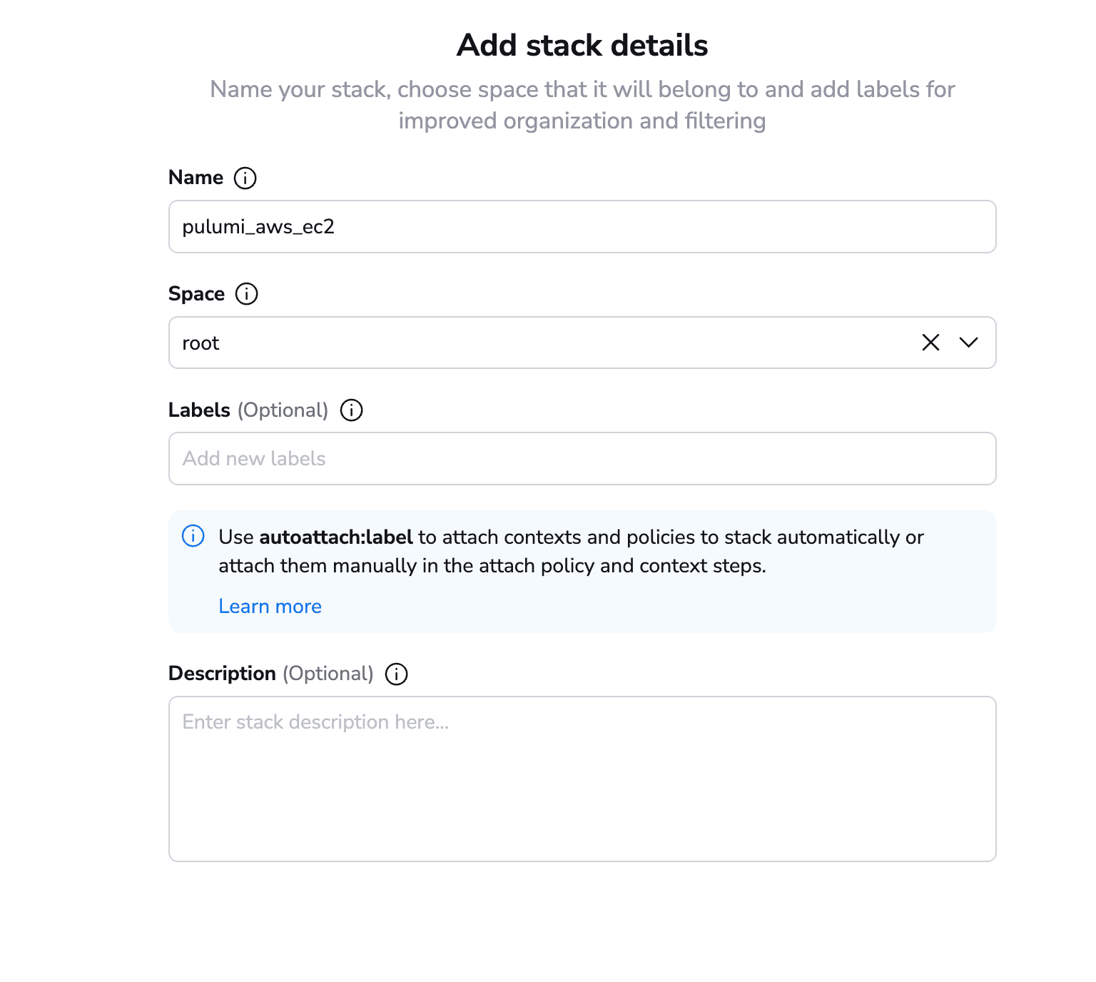 pulumi with Spacelift create a stack