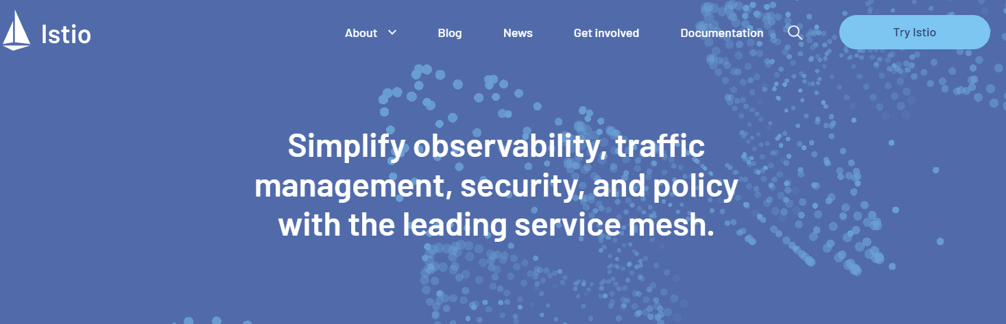 A screenshot showing the Istio homepage