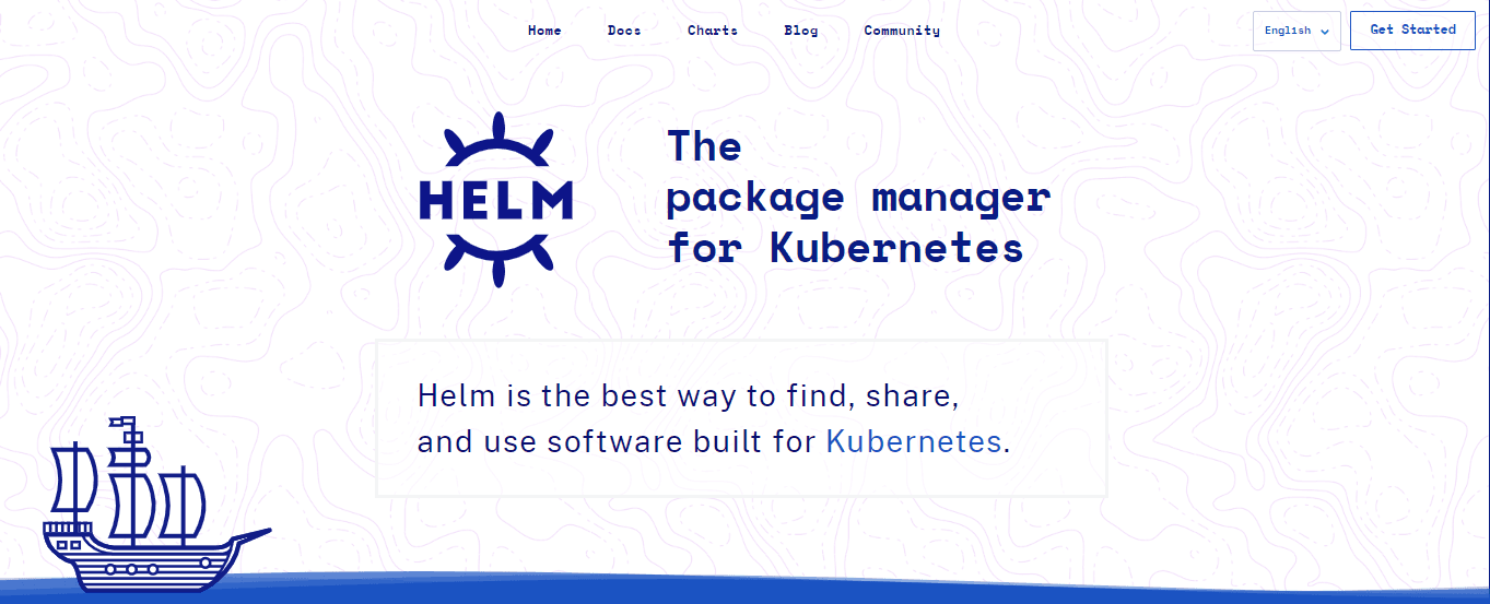 A screenshot showing Helm homepage