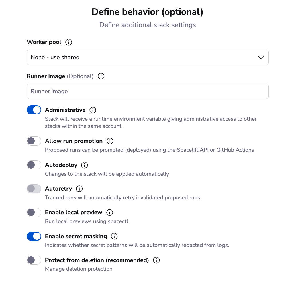 4 opentofu spacelift stack settings