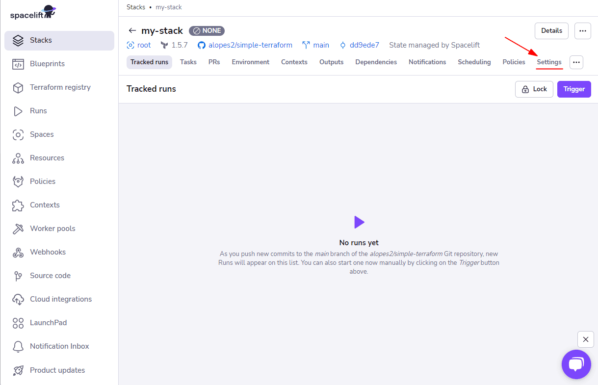 stack settings terraform remote backends