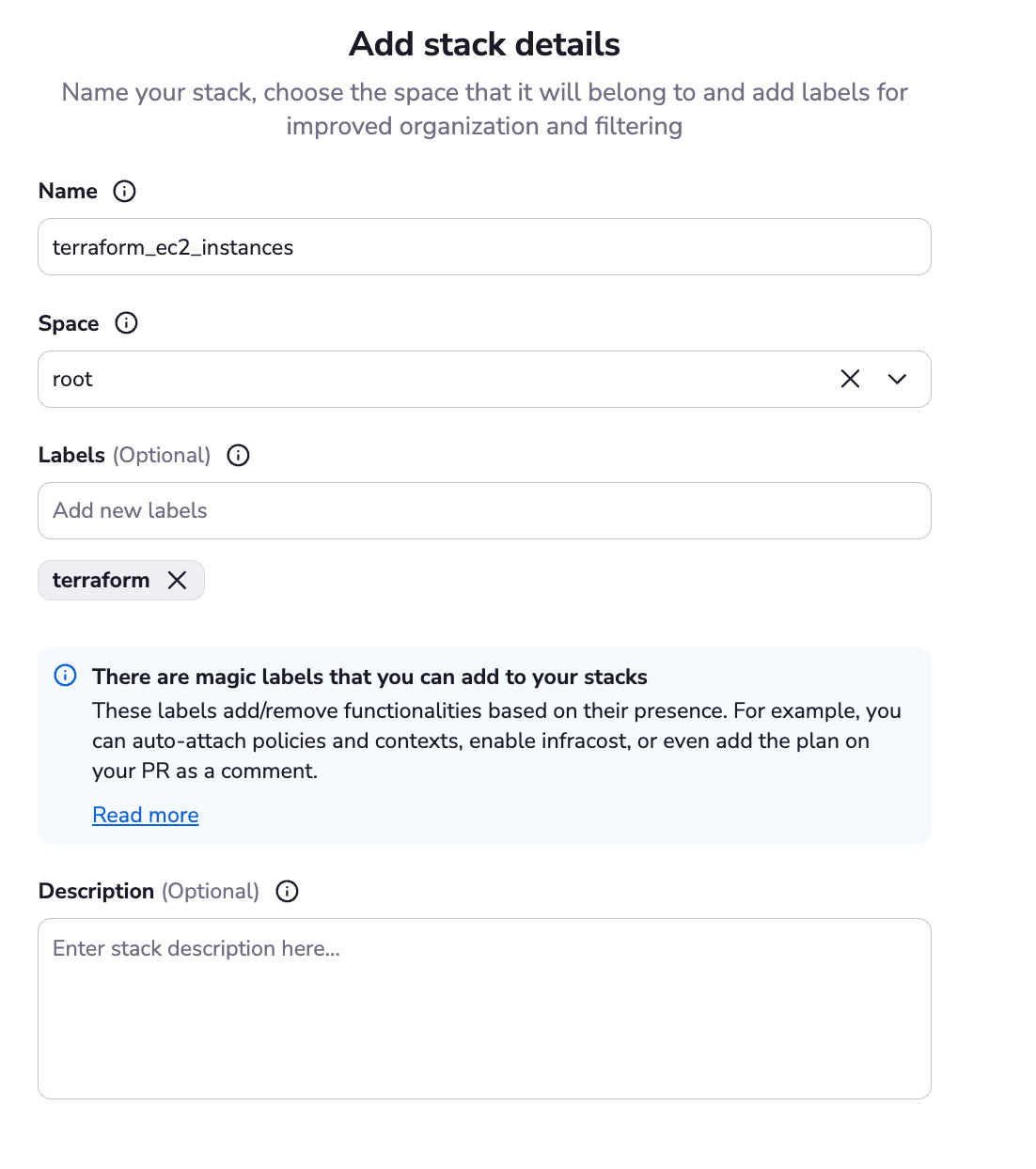 terraform in devops create a stack