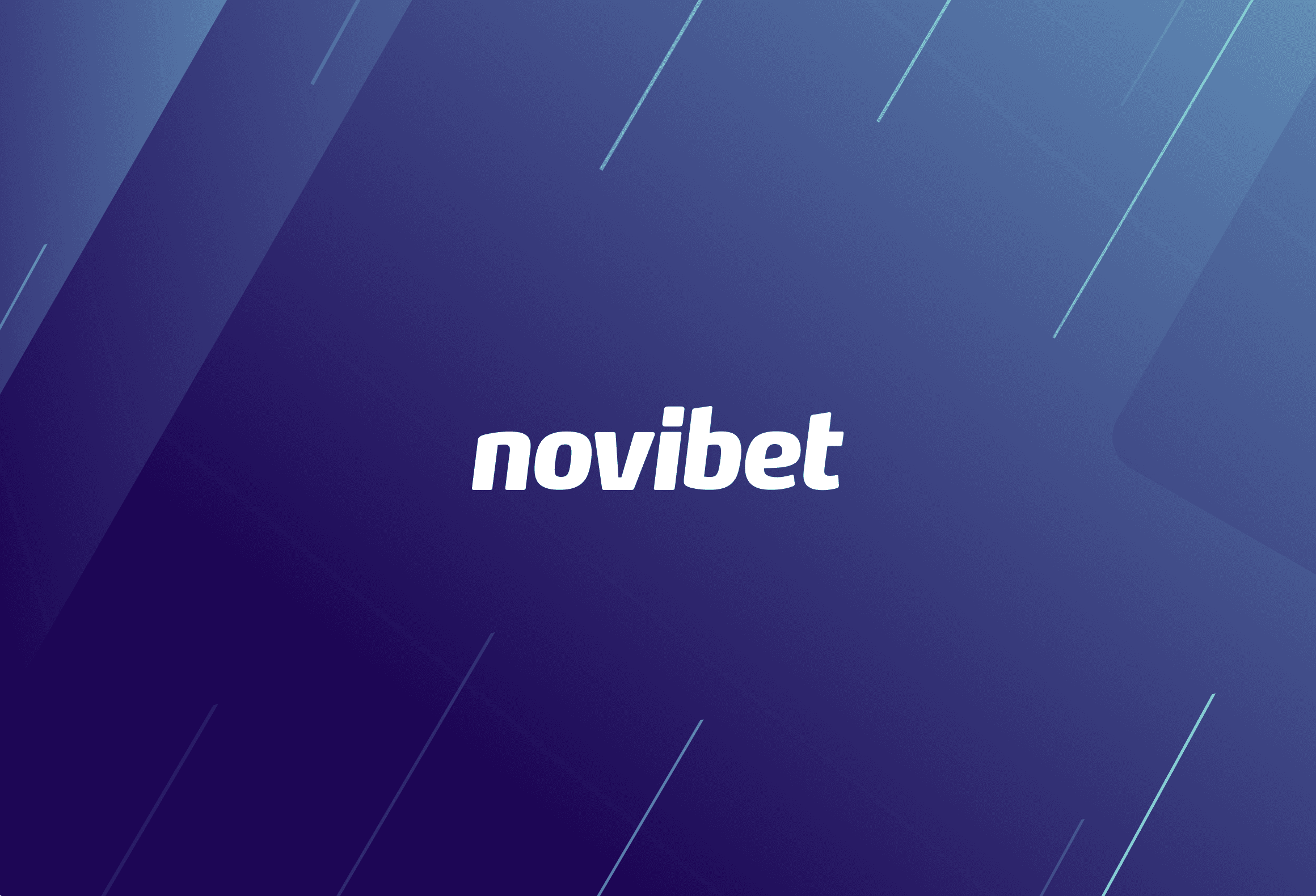 white novibet logo on blue blackground