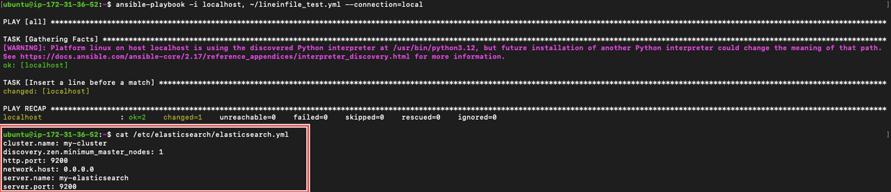 ansible lineinfile insert a line before