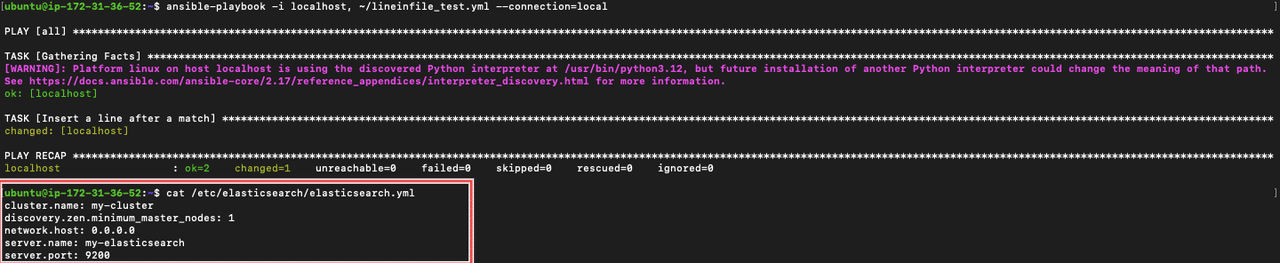 ansible lineinfile insert a line