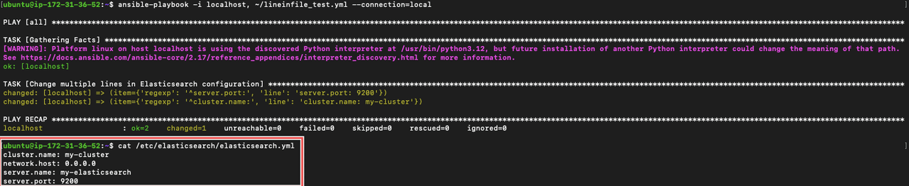ansible lineinfile multiple lines