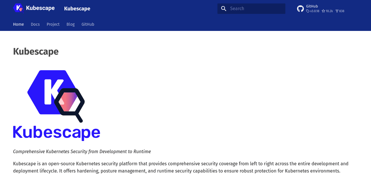 screenshot from the kubescape documentation