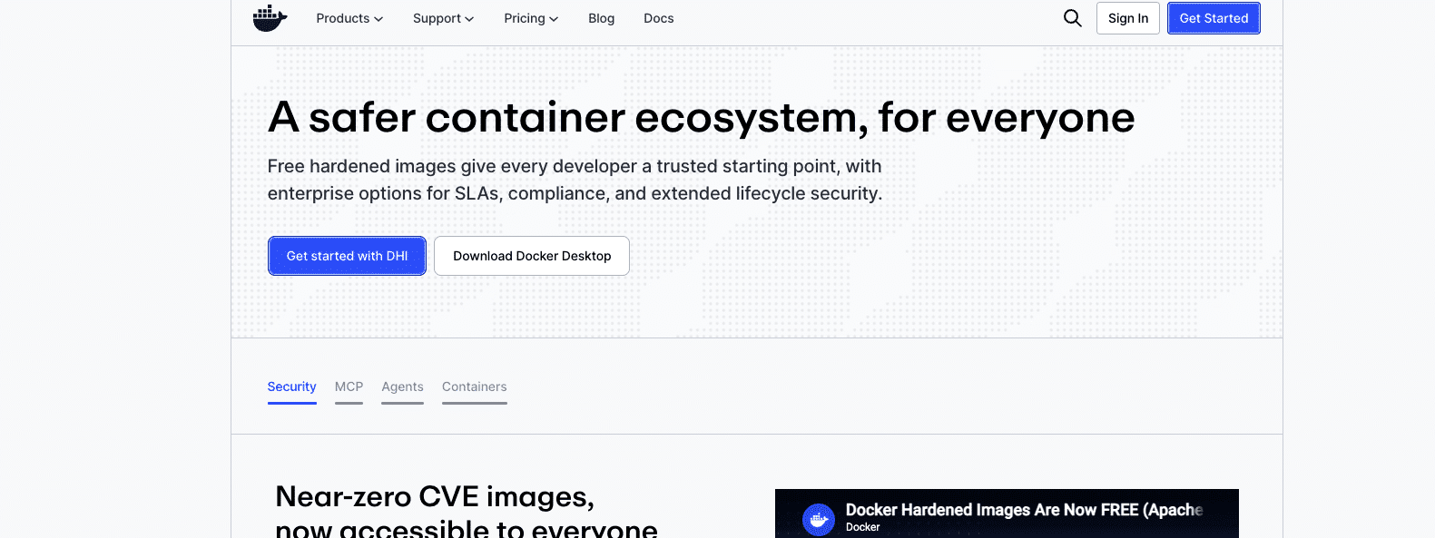 Kubernetes alternative Docker website screenshot example