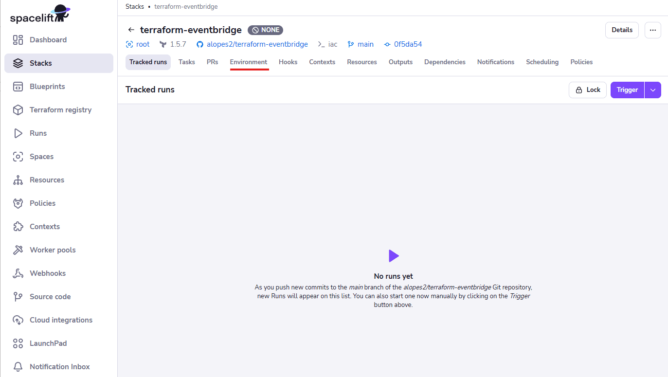 eventbridge with terraform add the credentials to the environment variables