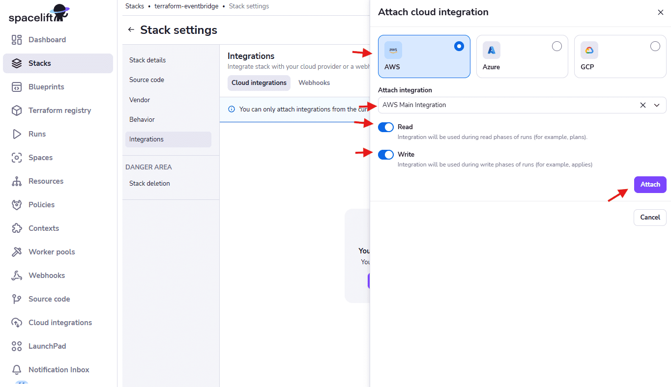 eventbridge with terraform aws integration options