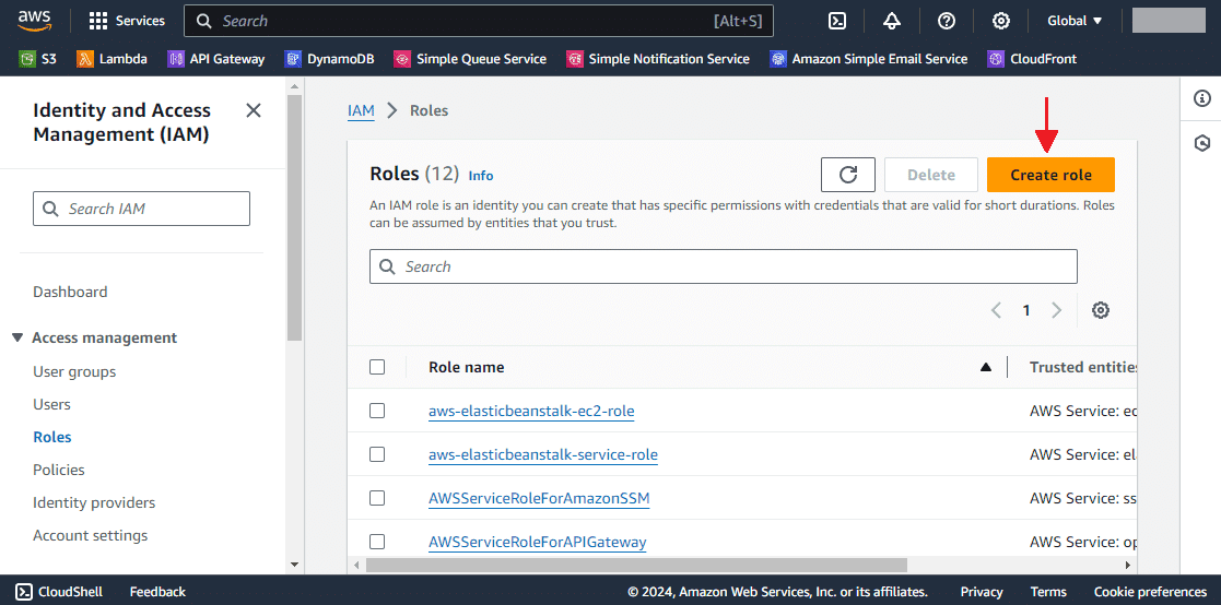 eventbridge with terraform iam console create role