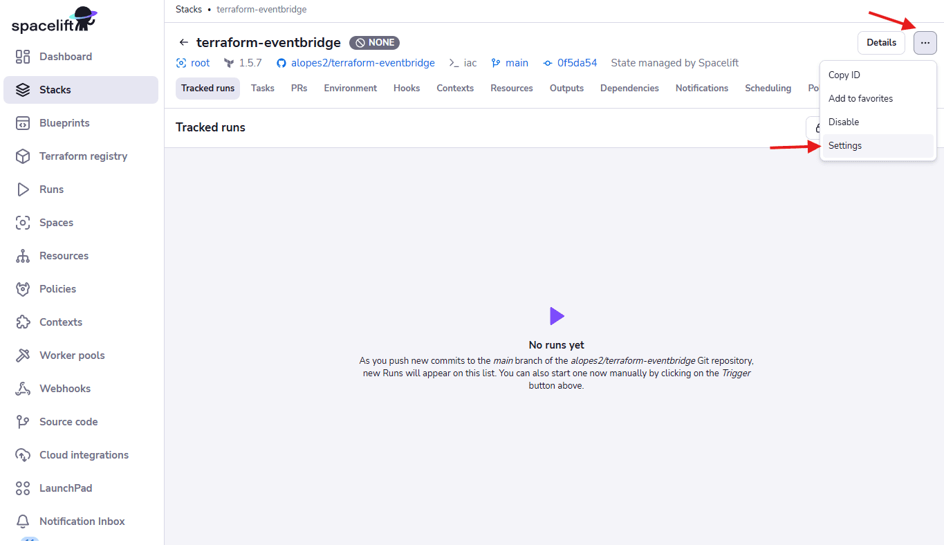 eventbridge with terraform settings