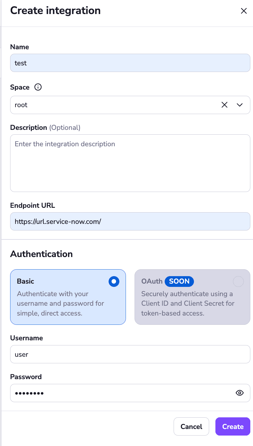 spacelift with servicenow integration option