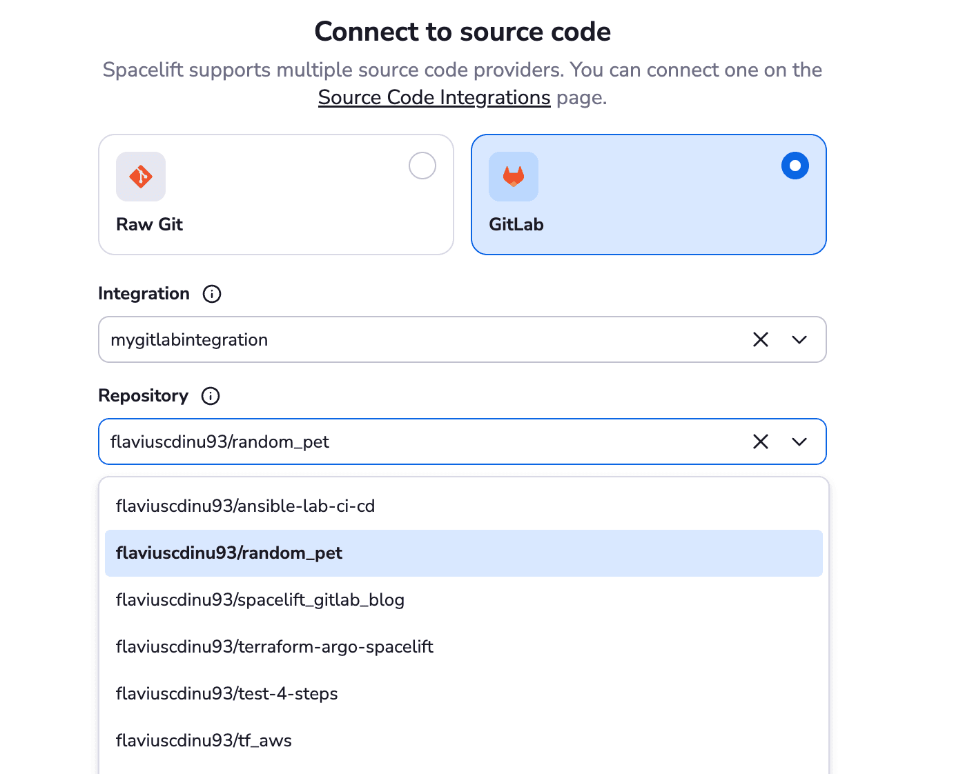 what is spacelift - connect to source code