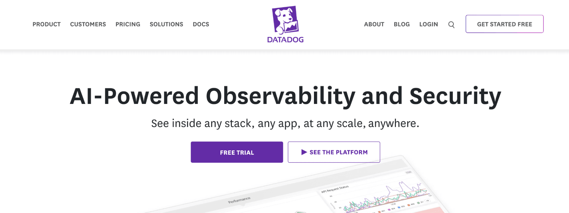screenshot showing datadog homepage