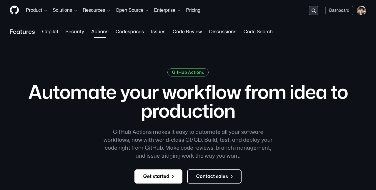 continuous integration tools github actions