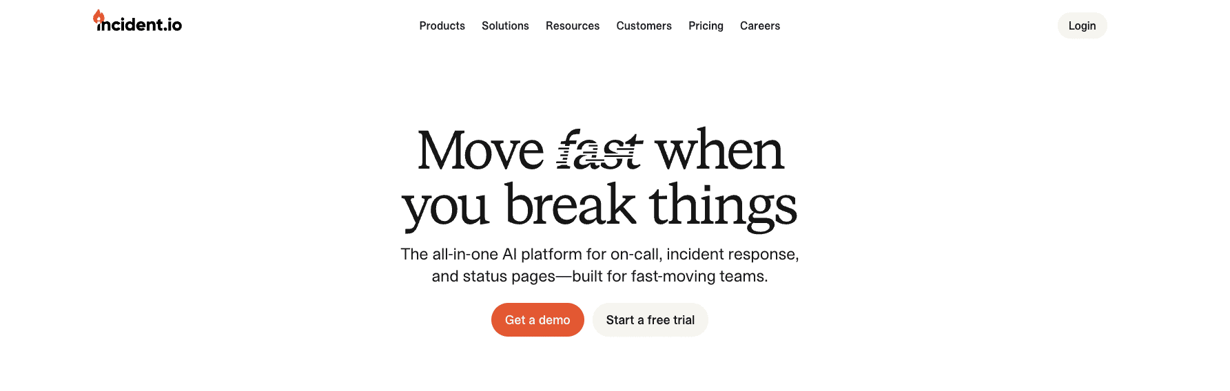 screenshot showing incident ai homepage