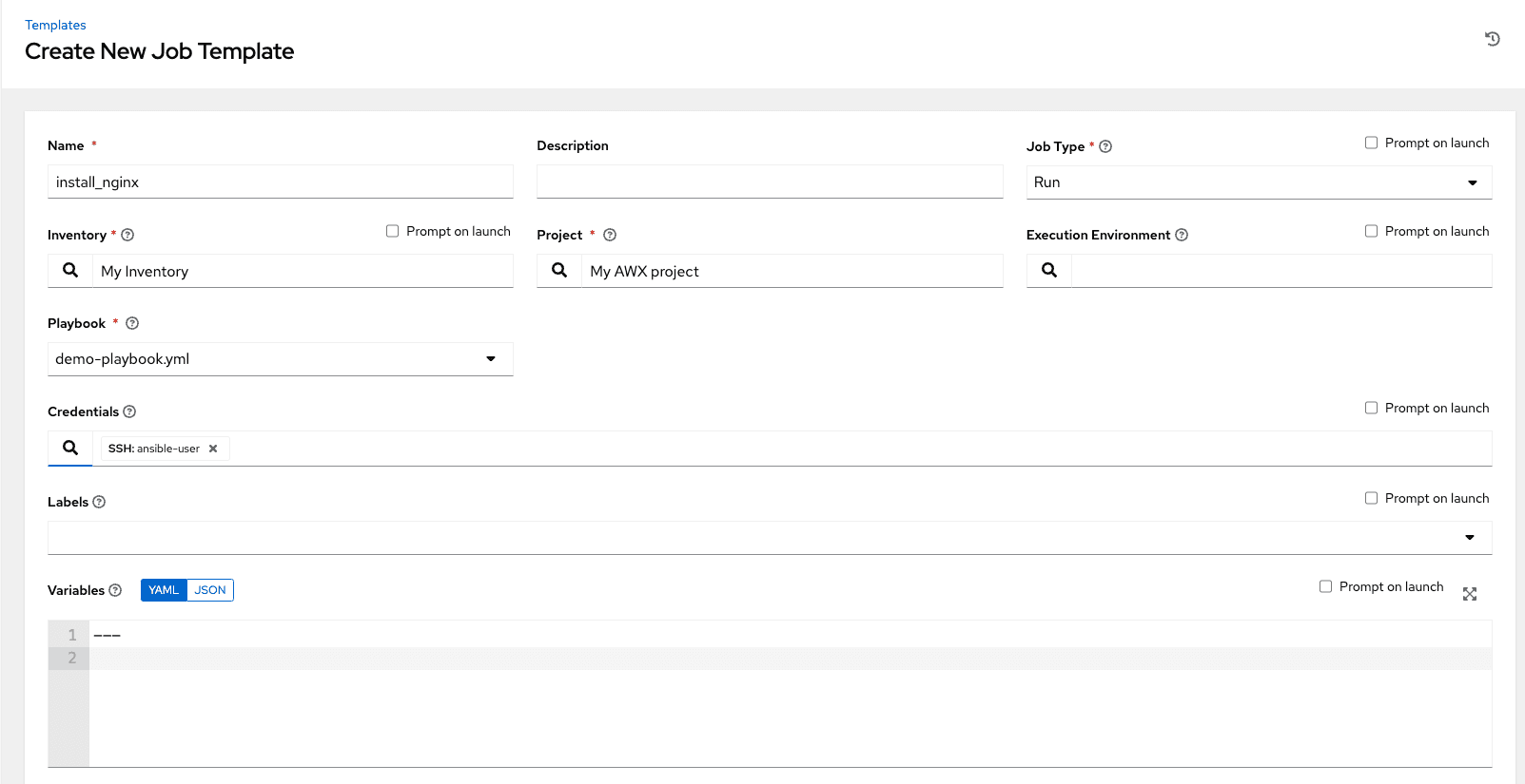 Create a job template