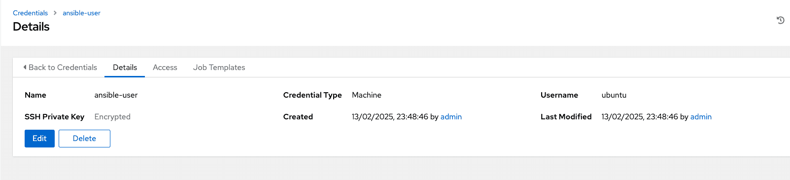 ansible awx credentials details