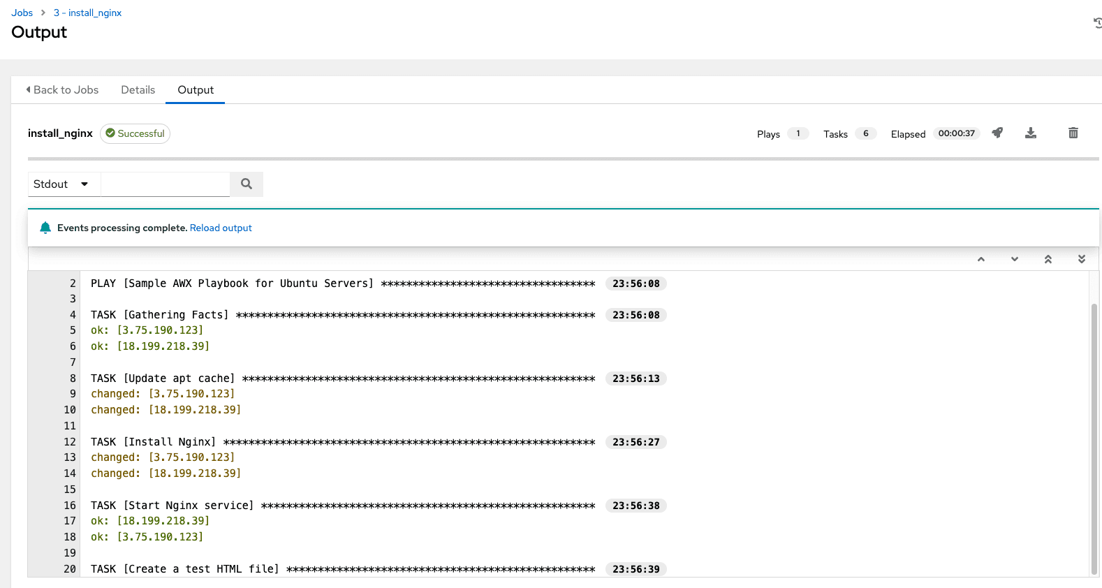 ansible awx output run