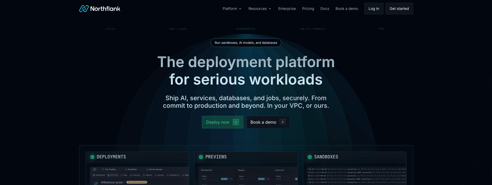 screenshot showing northflank homepage