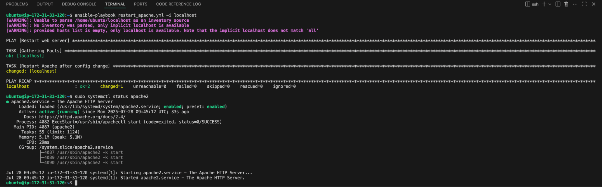Restarting a service ansible