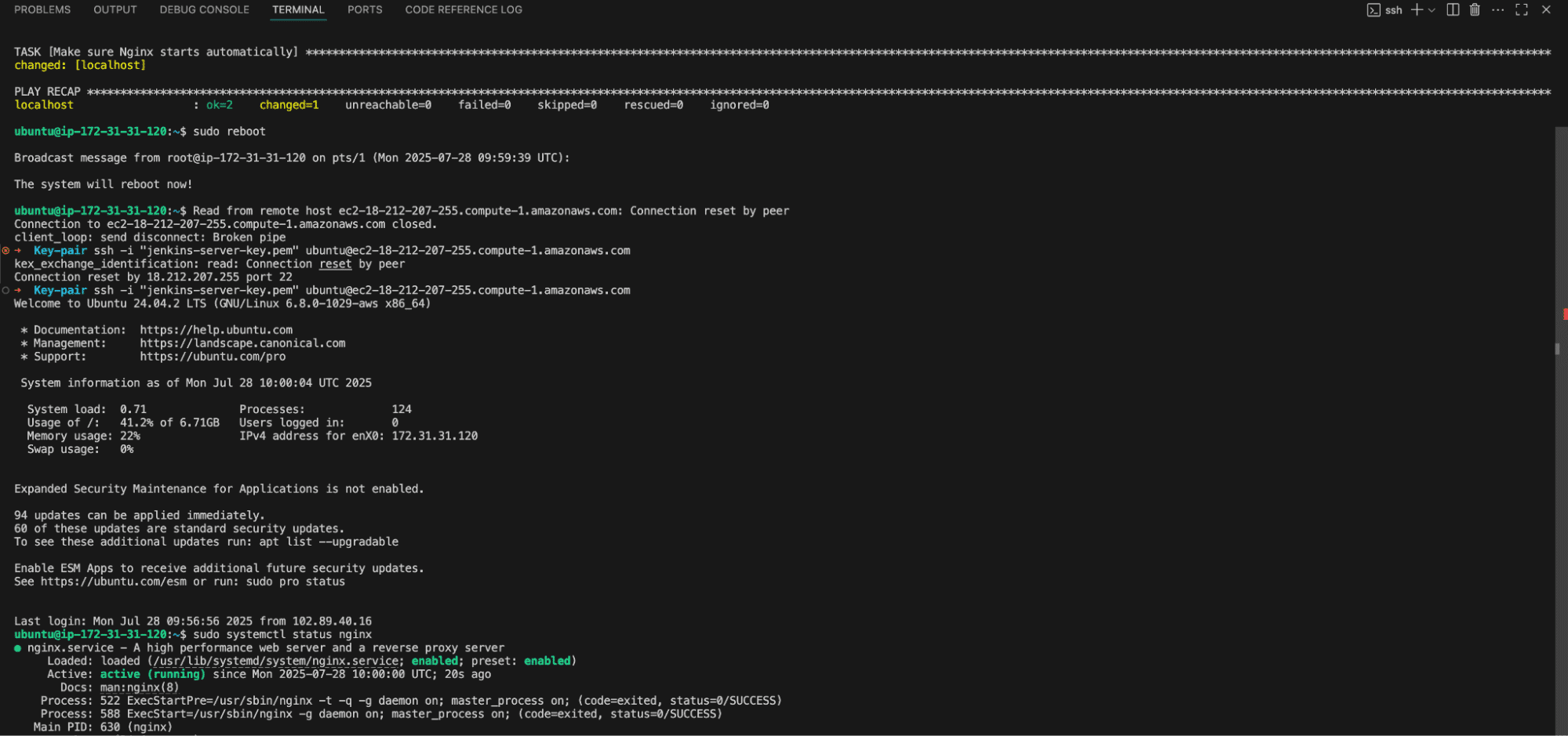 Starting services on boot:reboot ansible
