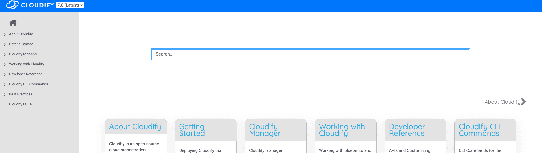 screenshot showing cloudify documentation